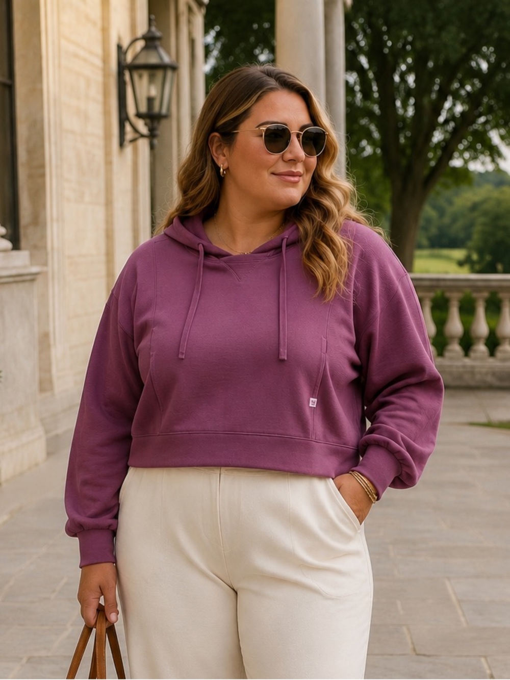 SIMPLY SOUTHERN Cropped Pullover Hoodie with Ribbed Panels NWT